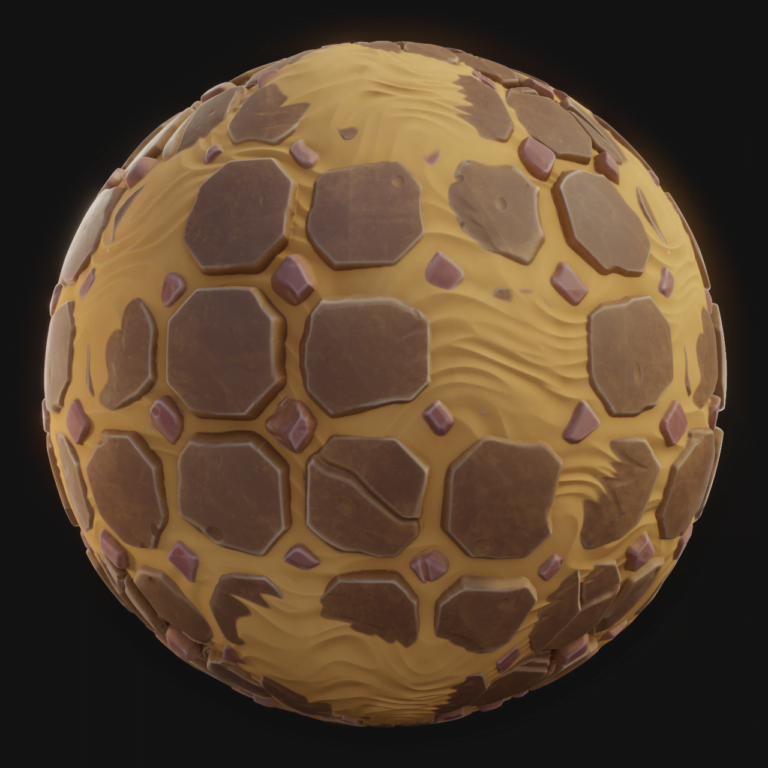 Ground Tiles With Sand 01 - FreeStylized PBR Material