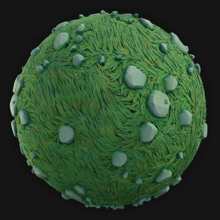 Grass with Rocks 01 - FreeStylized PBR Material