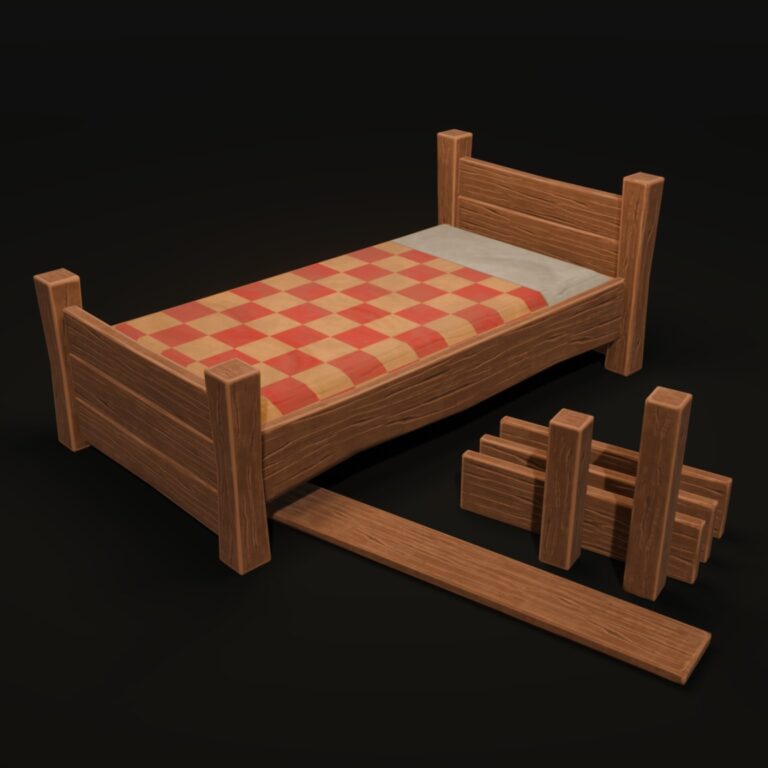 Free Stylized Bed 3D Model