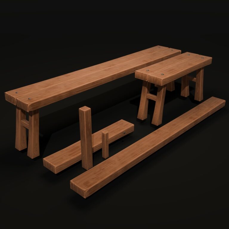 Free Stylized Bench 3D Model