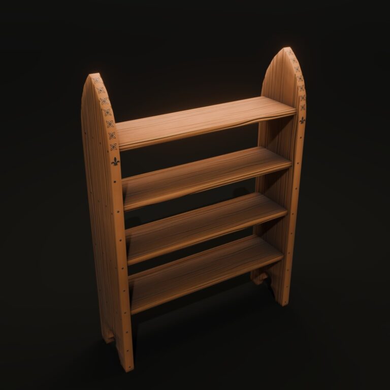 Free Stylized Medieval Bookcase 3D Model
