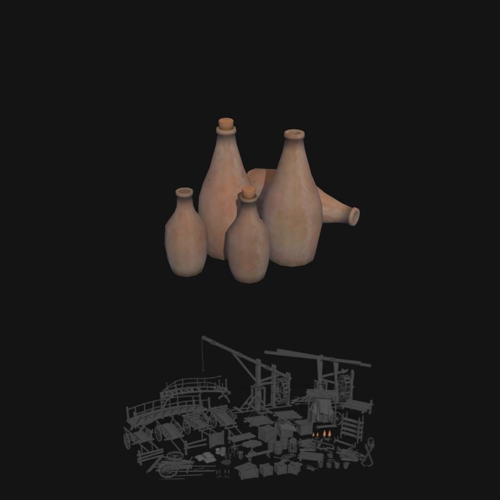 Clay Pots Stylized 3d Model