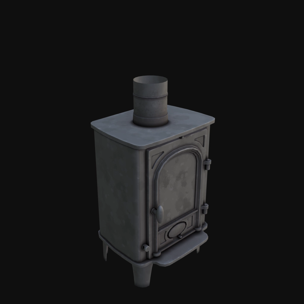 Cast Iron Log Burner 01 stylized 3d model