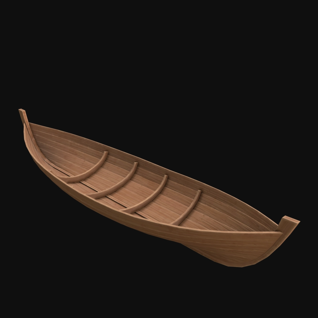 Wooden Boat 01 stylized 3d model